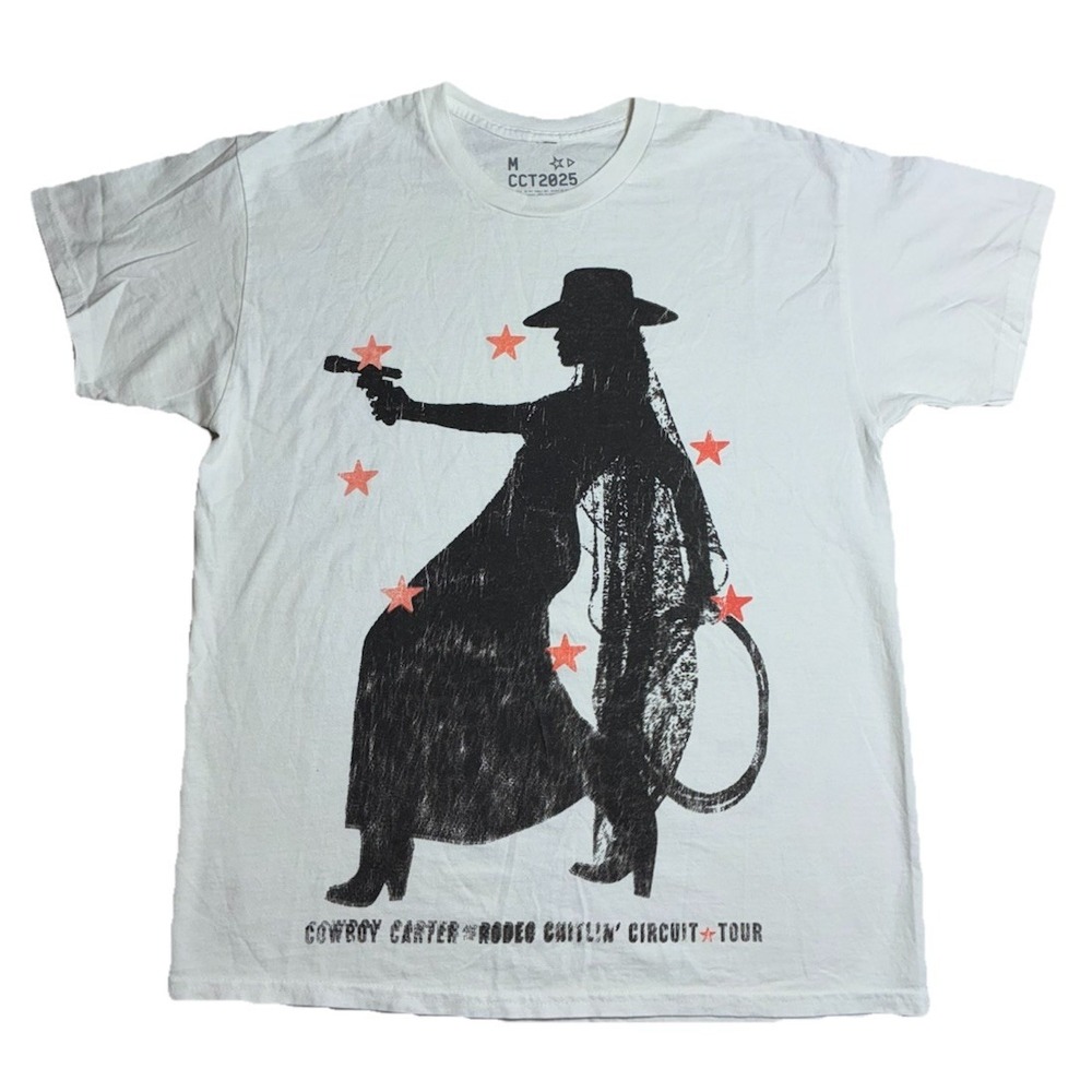 Beyonce Most Wanted Tee M White Cowboy Carter Tour 2025 Merch‎ NEW *flaws